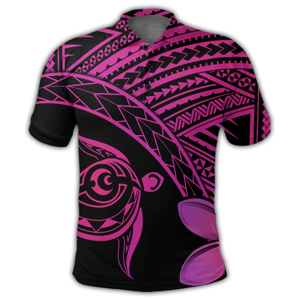 Hawaiian Turtle Plumeria Kakau Polynesian Quilt Polo Shirt Neo Pink - Polynesian Pride