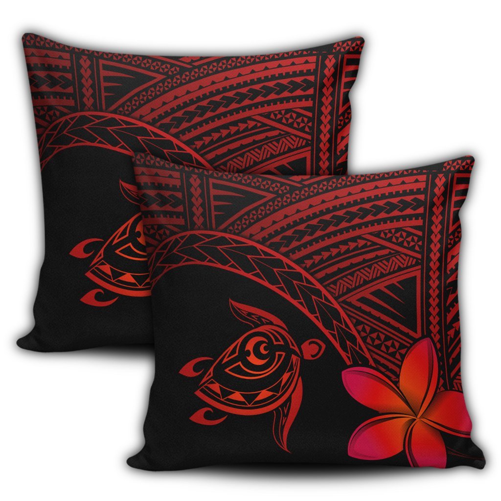 Hawaiian Turtle Plumeria Kakau Polynesian Quilt Pillow Covers Neo Red AH - Polynesian Pride