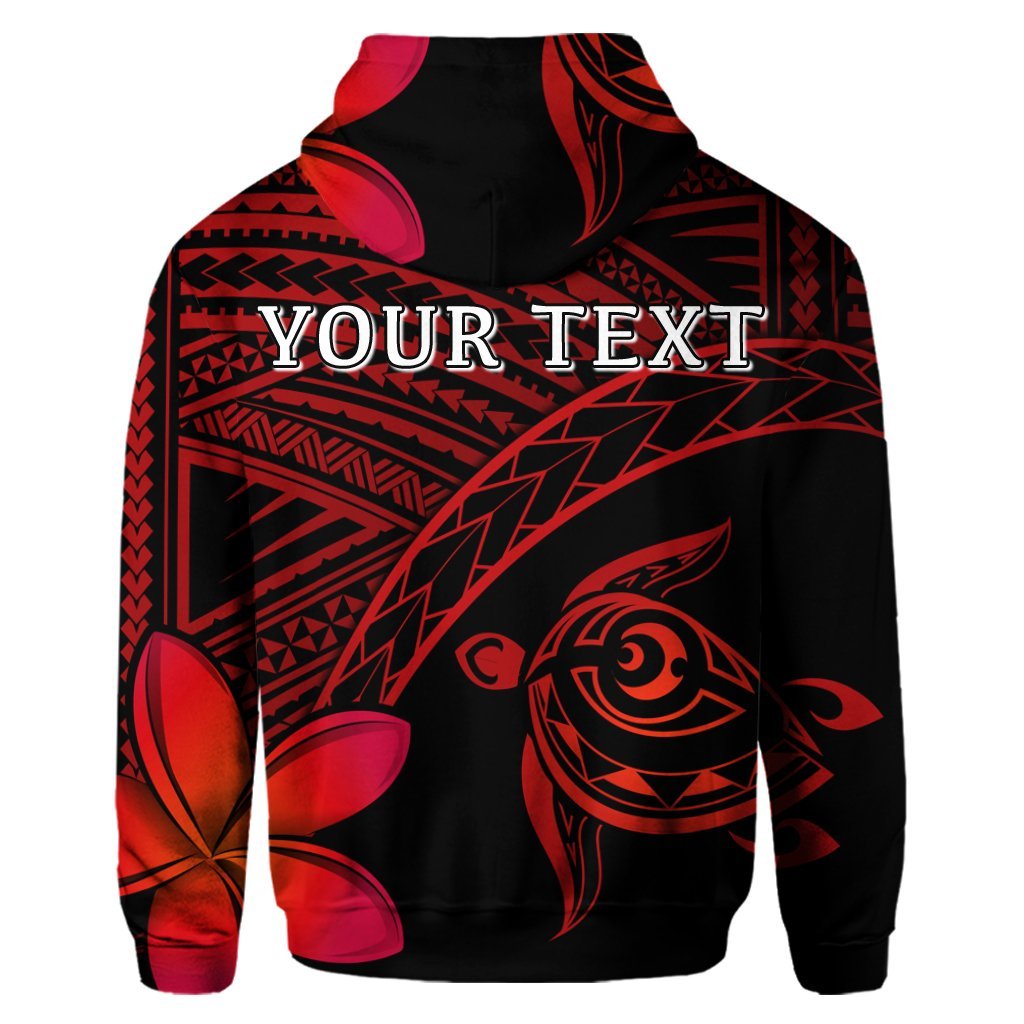 Custom Hawaiian Turtle Plumeria Kakau Polynesian Quilt Hoodie Neo Red - Polynesian Pride