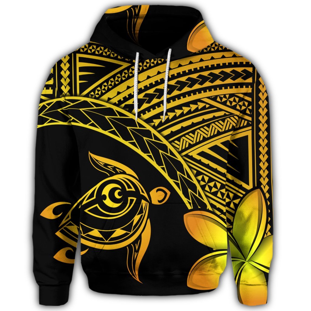 Hawaiian Turtle Plumeria Kakau Polynesian Quilt Hoodie Neo Yellow - Polynesian Pride