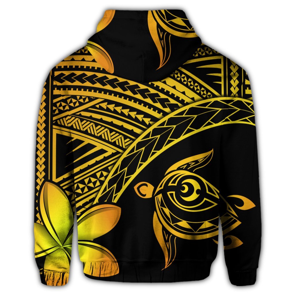 Hawaiian Turtle Plumeria Kakau Polynesian Quilt Hoodie Neo Yellow - Polynesian Pride