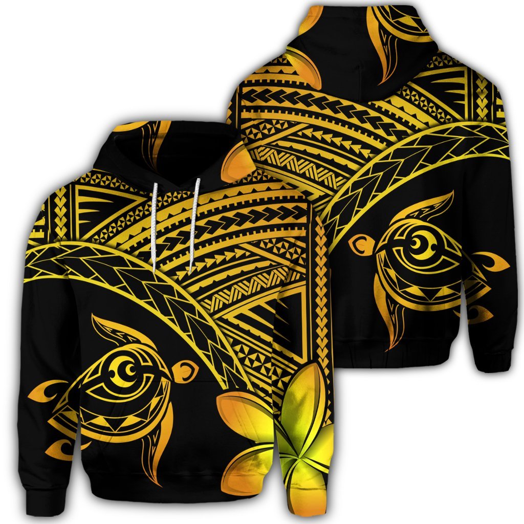 Hawaiian Turtle Plumeria Kakau Polynesian Quilt Hoodie Neo Yellow Unisex Art - Polynesian Pride