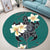 Hawaiian Turtle Plumeria Polynesian Round Carpet Mint - AH - Polynesian Pride