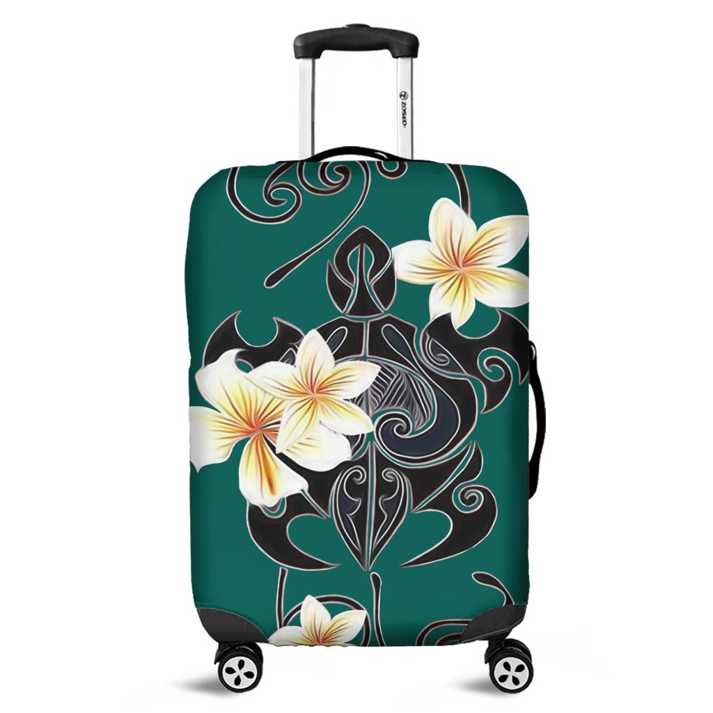 Hawaiian Turtle Plumeria Polynesian Luggage Covers Mint - AH Black - Polynesian Pride