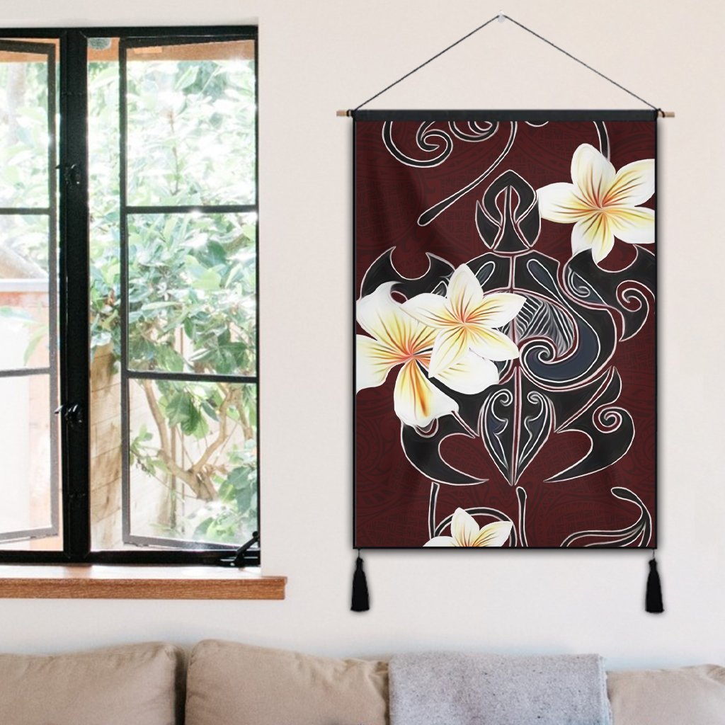 Hawaiian Turtle Plumeria Polynesian Hanging Poster Red - AH - Polynesian Pride
