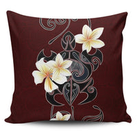 Hawaiian Turtle Plumeria Polynesian Pillow Covers Red - AH Pillow Covers Black - Polynesian Pride
