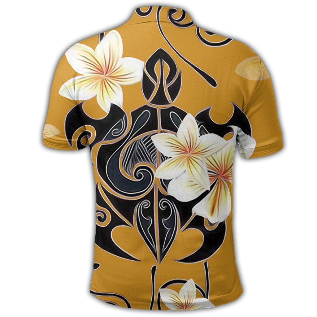 Hawaiian Turtle Plumeria Polynesian Polo Shirt Yellow - Polynesian Pride