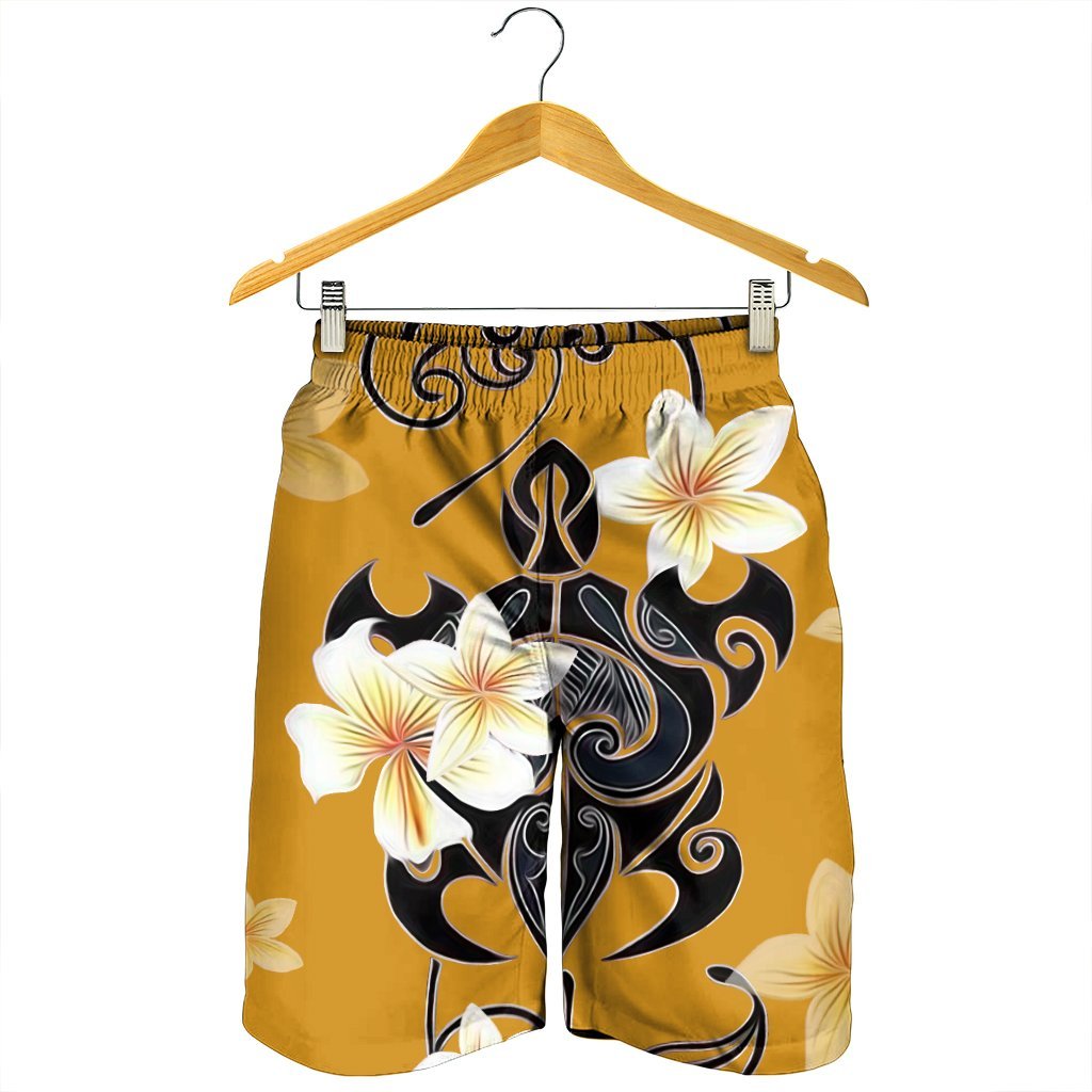 Hawaiian Turtle Plumeria Polynesian Men's Shorts Yellow - AH - Polynesian Pride