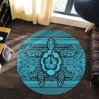 Hawaiian Turtle Polynesian Tribal Round Carpet Blue AH - Polynesian Pride