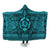 Hawaiian Turtle Polynesian Tribal Hooded Blanket Blue AH Hooded Blanket White - Polynesian Pride