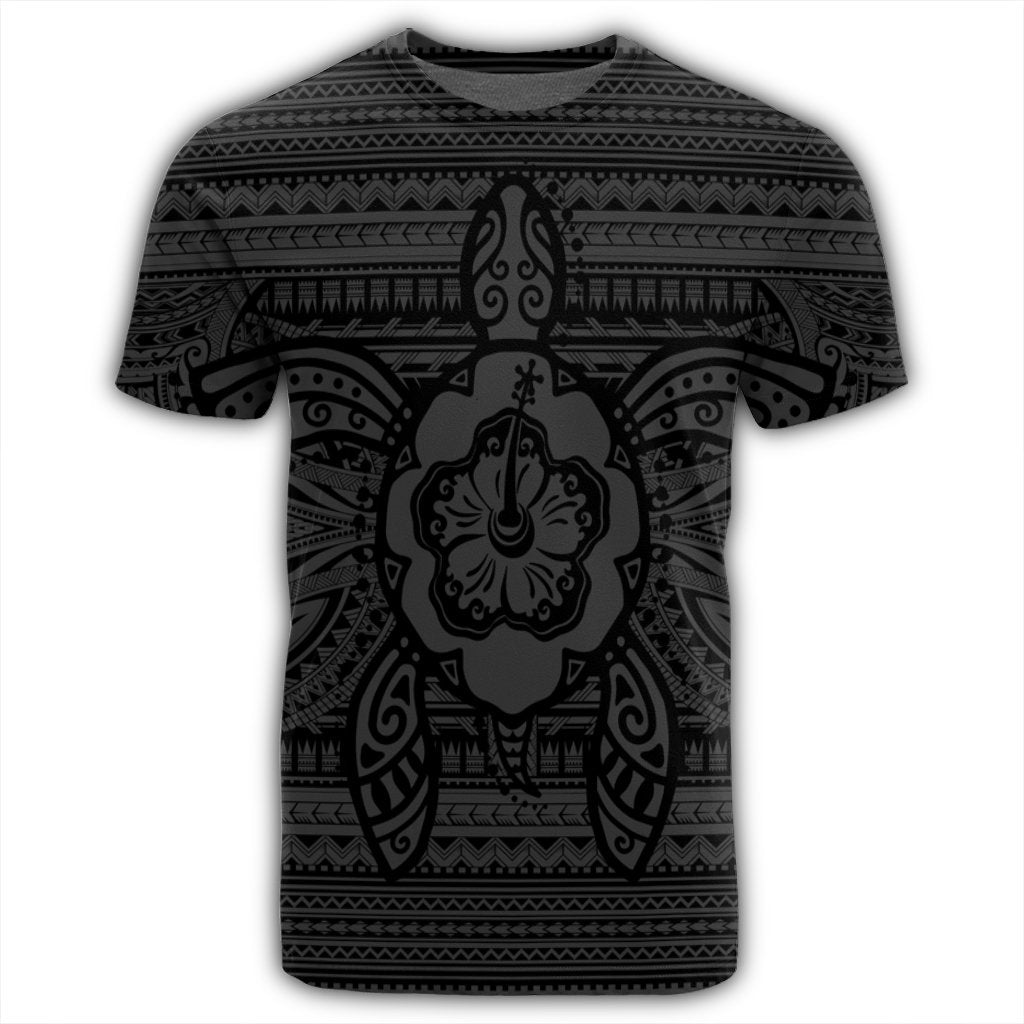Hawaiian Turtle Polynesian Tribal T Shirt Gray AH - Polynesian Pride