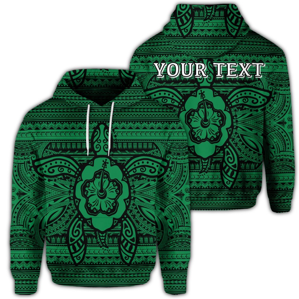 Custom Hawaiian Turtle Polyensian Tribal Hoodie Green Unisex Art - Polynesian Pride