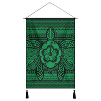 Hawaiian Turtle Polynesian Tribal Hanging Poster Green AH Hanging Poster Cotton And Linen - Polynesian Pride
