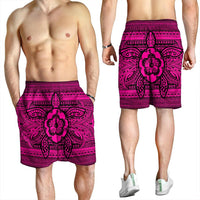 Hawaiian Turtle Polynesian Tribal Men's Shorts Pink AH - Polynesian Pride