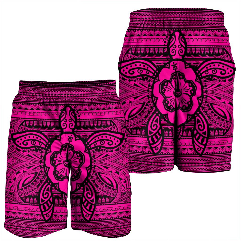 Hawaiian Turtle Polynesian Tribal Men's Shorts Pink AH - Polynesian Pride
