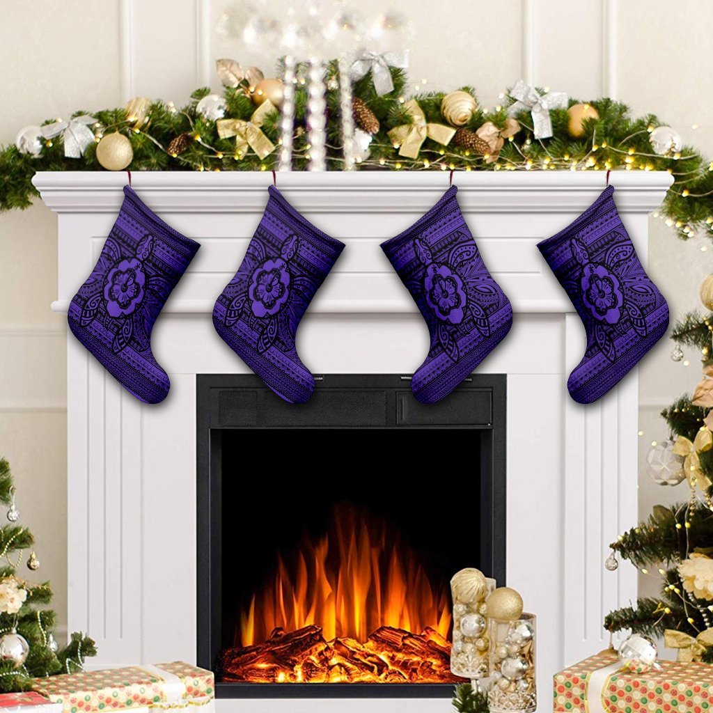 Hawaiian Turtle Polynesian Tribal Christmas Stocking Purple AH - Polynesian Pride