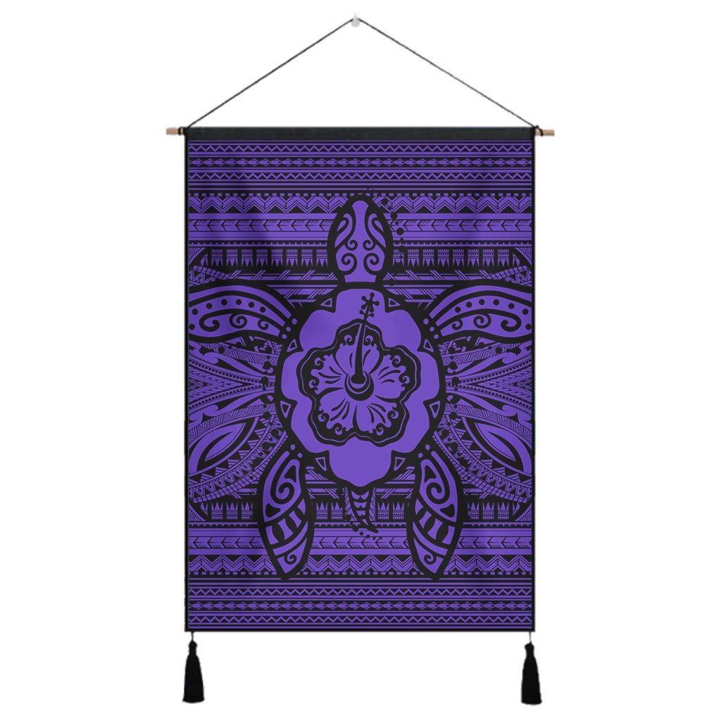 Hawaiian Turtle Polynesian Tribal Hanging Poster Purple AH Hanging Poster Cotton And Linen - Polynesian Pride