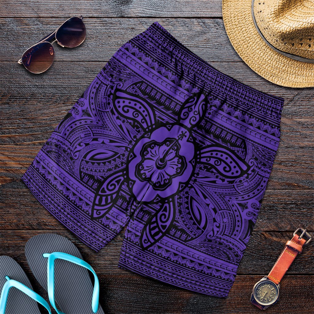 Hawaiian Turtle Polynesian Tribal Men's Shorts Purple AH Art - Polynesian Pride