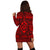 Hawaiian Turtle Polyensian Tribal Hoodie Dress Red AH - Polynesian Pride