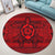 Hawaiian Turtle Polynesian Tribal Round Carpet Red AH - Polynesian Pride