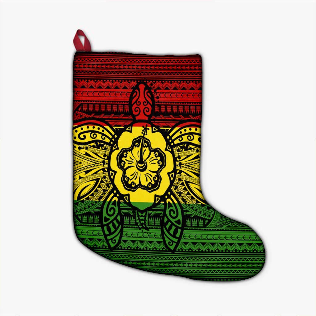 Hawaiian Turtle Polynesian Tribal Christmas Stocking Reggae AH Christmas Stocking 26 X 42 cm Black - Polynesian Pride