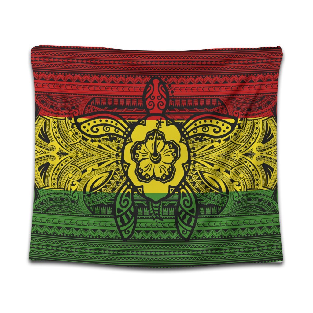 Hawaiian Turtle Polynesian Tribal Tapestry Reggae AH Wall Tapestry Black - Polynesian Pride