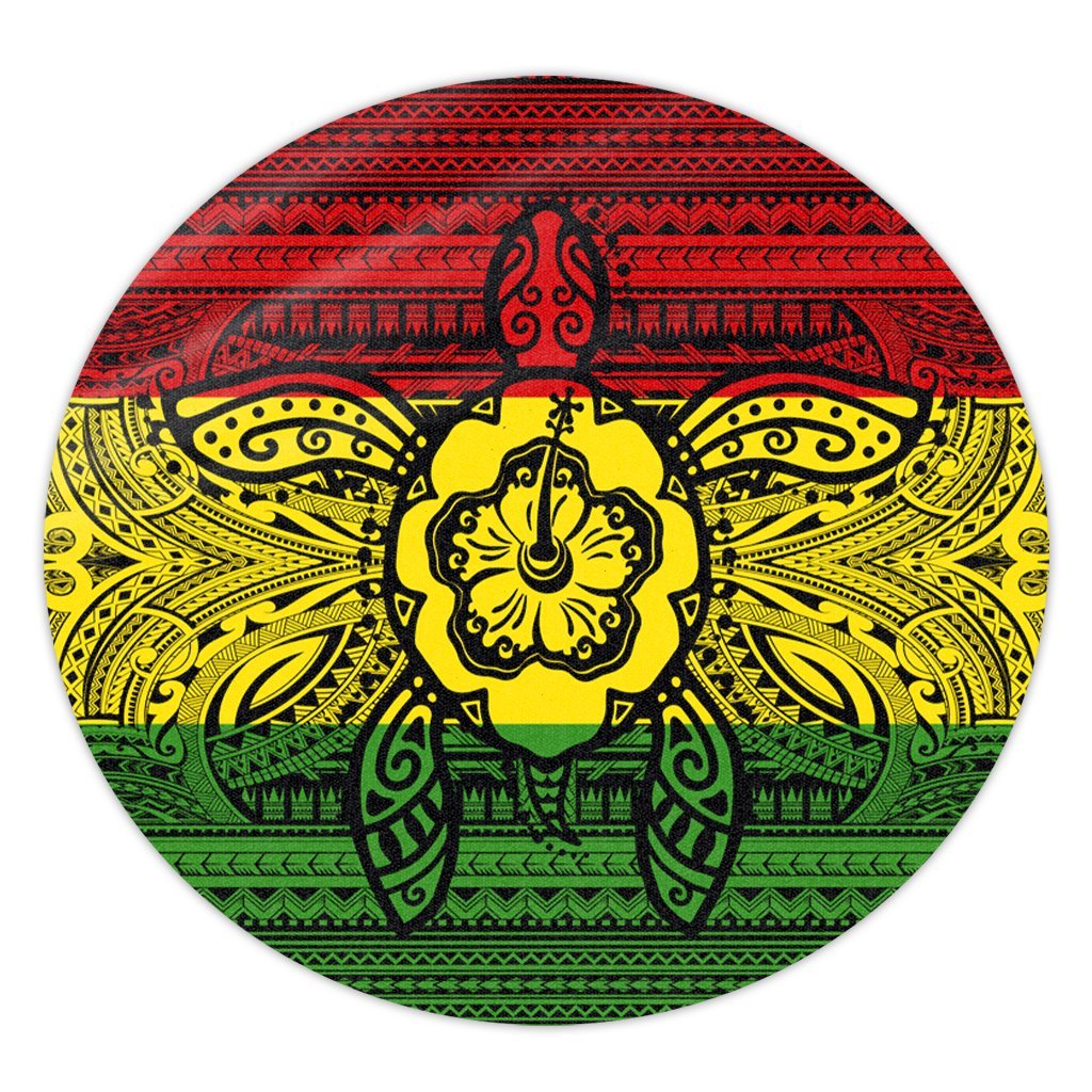 Hawaiian Turtle Polynesian Tribal Round Carpet Reggae AH Round Carpet Luxurious Plush - Polynesian Pride