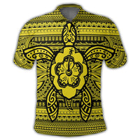 Hawaiian Turtle Polynesian Tribal Polo Shirt Yellow - Polynesian Pride