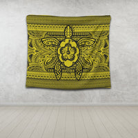 Hawaiian Turtle Polynesian Tribal Tapestry Yellow AH - Polynesian Pride