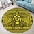 Hawaiian Turtle Polynesian Tribal Round Carpet Yellow AH - Polynesian Pride