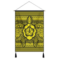 Hawaiian Turtle Polynesian Tribal Hanging Poster Yellow AH Hanging Poster Cotton And Linen - Polynesian Pride