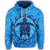 Hawaiian Turtle Polynesia Under The Sea Zip Hoodie - Polynesian Pride