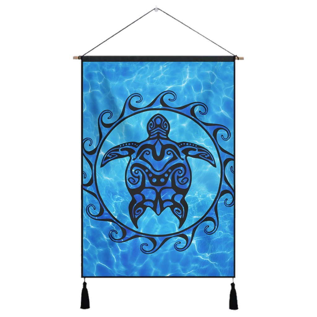 Hawaiian Turtle Polynesia Under The Sea Hanging Poster - AH Hanging Poster Cotton And Linen - Polynesian Pride