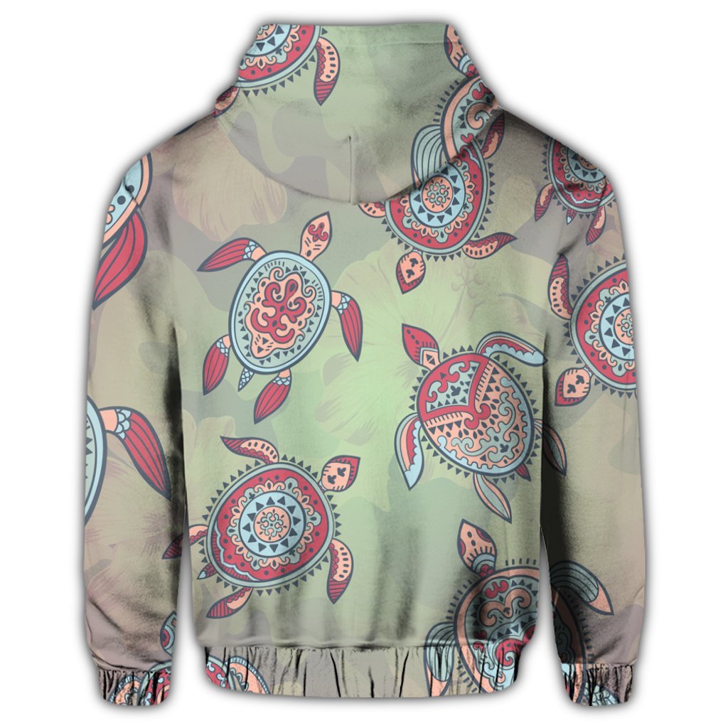 Hawaiian Turtle Polynesian Zip Hoodie - Polynesian Pride
