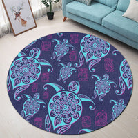 Hawaiian Turtle Polynesian Neon Round Carpet - AH - Polynesian Pride
