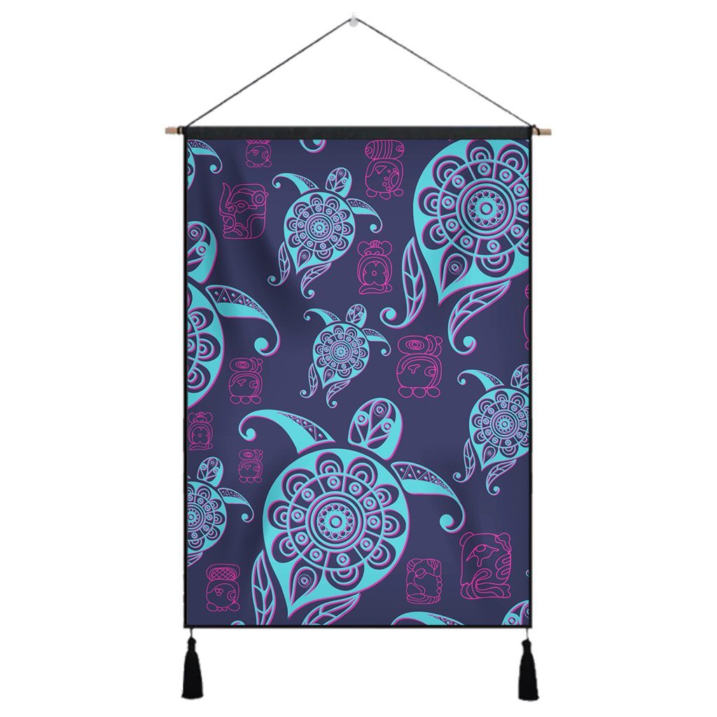 Hawaiian Turtle Polynesian Neon Hanging Poster - AH Hanging Poster Cotton And Linen - Polynesian Pride