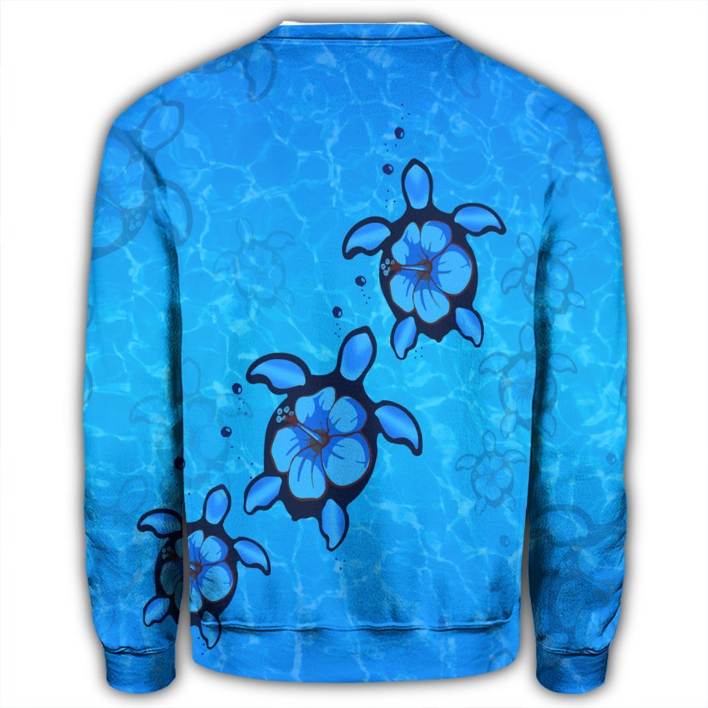 Hawaiian Turtle Swim In The OCean With Hibiscus Polynesian Sweatshirt - AH - Polynesian Pride