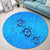 Hawaiian Turtle Swim In The OCean With Hibiscus Polynesian Round Carpet - AH - Polynesian Pride