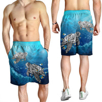 Hawaiian Turtle Swim With Fish In The Ocean Polynesian Men's Shorts - AH - Polynesian Pride