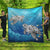 Hawaiian Turtle Swim With Fish In The Ocean Polynesian Premium Quilts - AH Black - Polynesian Pride