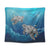 Hawaiian Turtle Swim With Fish In The Ocean Polynesian Tapestry - AH Wall Tapestry Black - Polynesian Pride