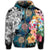 Hawaiian Turtle Swimming Wave Plumeria Hibiscus Polynesian Zip Hoodie Garden Style - Polynesian Pride