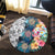 Hawaiian Turtle Swimming Wave Plumeria Hibiscus Polynesian Round Carpet - Garden Style - AH - Polynesian Pride