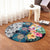 Hawaiian Turtle Swimming Wave Plumeria Hibiscus Polynesian Round Carpet - Garden Style - AH - Polynesian Pride