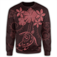 Hawaiian Turtles Hibiscus Plumeria Polynesian Sweatshirt - Pink - AH - Polynesian Pride