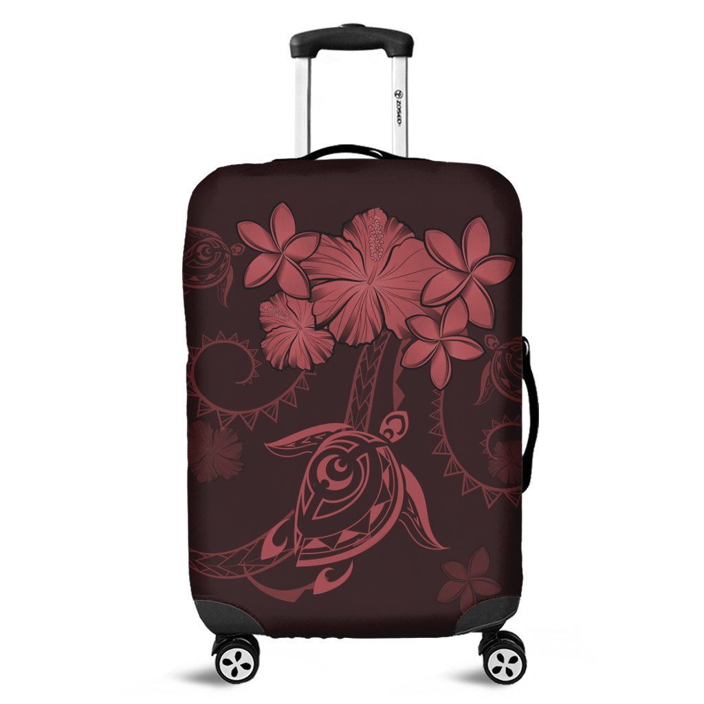 Hawaiian Turtles Hibiscus Plumeria Polynesian Luggage Covers - Pink - AH Black - Polynesian Pride