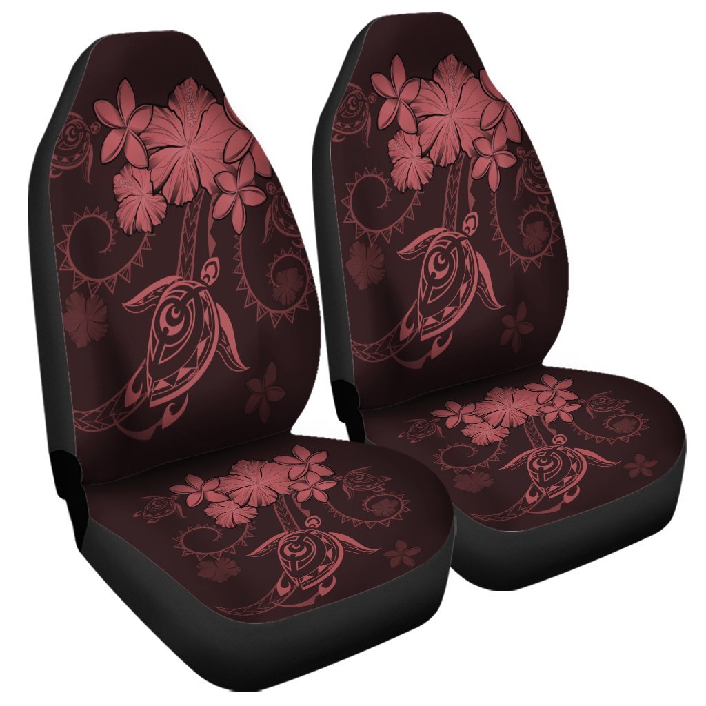 Hawaiian Turtles Hibiscus Plumeria Polynesian Car Seat Covers - Pink - AH Universal Fit Black - Polynesian Pride