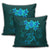 Hawaiian Turtles Hibiscus Plumeria Polynesian Pillow Covers - Turquoise - AH - Polynesian Pride