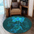 Hawaiian Turtles Hibiscus Plumeria Polynesian Round Carpet - Turquoise - AH - Polynesian Pride