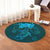 Hawaiian Turtles Hibiscus Plumeria Polynesian Round Carpet - Turquoise - AH - Polynesian Pride